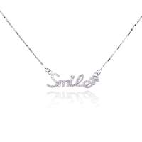 艾瑞卡 S925纯银 smile 微笑 满钻项链 送女友