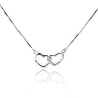 艾瑞卡 S925纯银 双心时尚项链 送女友