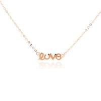 艾瑞卡 S925纯银 love 爱 简约项链 金色
