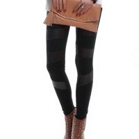 卡顿凡尼 女士性感前膝三条皮拼接九分裤910047