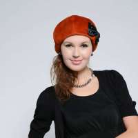 爱丽榭 Alyzee 2013秋冬季保暖女式帽子贝雷帽亮钻蝴蝶结韩版百搭 C3014 橘色