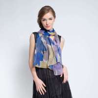 爱丽榭 Alyzee 2013年春夏新品女士遮阳防晒印花真丝桑蚕丝围巾 B1016 蓝色 均码