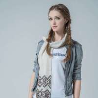 爱丽榭 Alyzee  围巾韩版女 2013年冬季新款披肩流苏羊毛条纹围脖 B7008 白色 均码