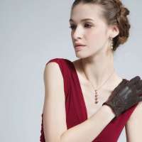 爱丽榭 Alyzee 兔羊毛 女士 秋冬款新款分指开车骑行保暖手套 A3002 深咖色