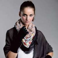 爱丽榭 Alyzee  兔羊毛长款 时尚女士冬款分指开车骑行保暖手套 A3006 黑色