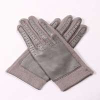 爱丽榭 Alyzee 羊皮 兔羊毛里衬女士冬款 短款 加厚骑行保暖手套 A3007 灰色