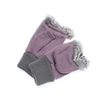 爱丽榭 Alyzee 2013秋冬新款兔羊毛女两用半指键盘打字保暖手套 A3015 灰紫色