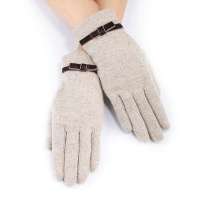 爱丽榭 Alyzee 2013秋冬新款女兔羊毛蝴蝶结短款分指保暖手套 A3023 花驼色