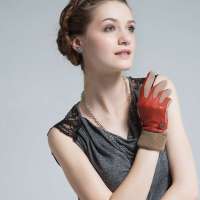 爱丽榭 Alyzee 秋天冬季韩版可爱保暖时尚羊皮羊毛女士分指手套 A3031 驼色