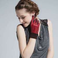 爱丽榭 Alyzee 秋天冬季韩版可爱保暖时尚羊皮羊毛女士分指手套 A3031 深棕色