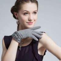 爱丽榭 Alyzee 高端品质 兔羊毛手套秋冬季女士 新款超保暖 A3033 花灰色