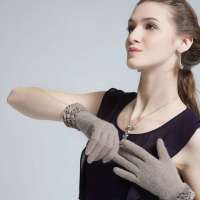 爱丽榭 Alyzee 高端品质 兔羊毛手套秋冬季女士 新款超保暖 A3033 花驼色