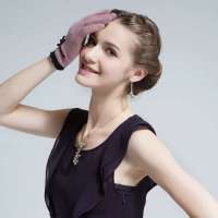 爱丽榭 Alyzee 2013冬季新款女士保暖手套兔羊毛短款韩版分指手套 A3036 灰粉色