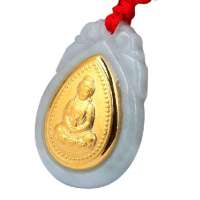 金世玉翡翠a货玉观音吊坠男翡翠观音千足金镶玉观音吊坠翡翠正品