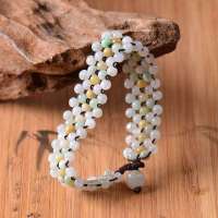 御灵珠宝 缅甸A货翡翠三彩手链 手工精编3mm 0204110303001