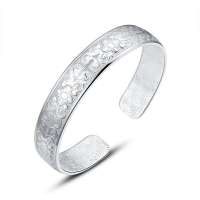 蒂尔凯斯 银手镯 银饰 女款 S999纯银手镯子 千足银 银花锦绣 37(±1)g