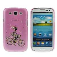 卡乐菲三星i9300超薄PC浮雕壳01017粉红-蝴蝶女孩-单车