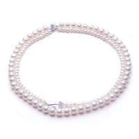 珍珠皇后PearlQueen天然珍珠精美双排项链银扣-守护