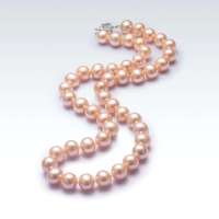 珍珠皇后PearlQueen近圆粉色天然珍珠项链银扣-妩媚