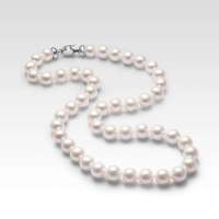 珍珠皇后PearlQueen强光白色天然珍珠项链近圆-雅芙