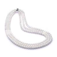 珍珠皇后PearlQueen奢华圆形天然珍珠三层条款项链-菲絮