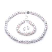 珍珠皇后PearlQueen扁圆AAA级天然珍珠三件套装-珍贵