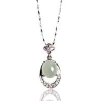 卡迪珠宝天然A货翡翠925银镶冰种翡翠女款吊坠 项坠-优雅FC000003