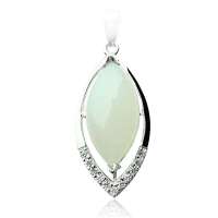 卡迪珠宝天然和田玉925银镶和田玉女款吊坠项坠HT000039