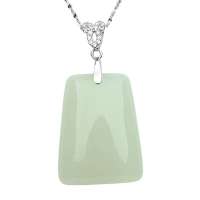 卡迪珠宝天然和田玉925银镶和田玉女款吊坠项坠HT000042