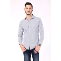 男士时尚商务经典细条顶级抓绒保暖衬衫