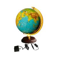 地球仪（26cm地形·政区版 金色弓形支架 LED灯光）