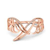 [老庙黄金]官方正品18k玫瑰金钻石戒指天使系列(17号)