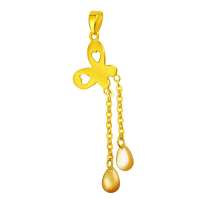 【老庙黄金】官方正品千足金贝母镶嵌吊坠蝴蝶爱心镂空吊坠1.42克