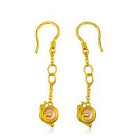 【老庙黄金】官方正品千足金贝母镶嵌耳饰耳环蜗牛3.95克