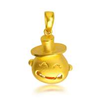 【老庙黄金】官方正品足金吊坠内含玛瑙球乐活派之绅士3.28克