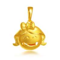 【老庙黄金】官方正品足金吊坠内含玛瑙球乐活派之淑女3.33克