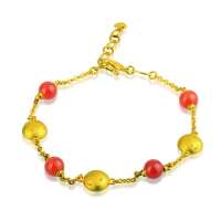 [老庙黄金]官方正品千足金玛瑙镶嵌手链笑脸6.44克