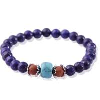 淘翠『原创』天然阿富汗青金石间东加檀香 绿松石手链510009