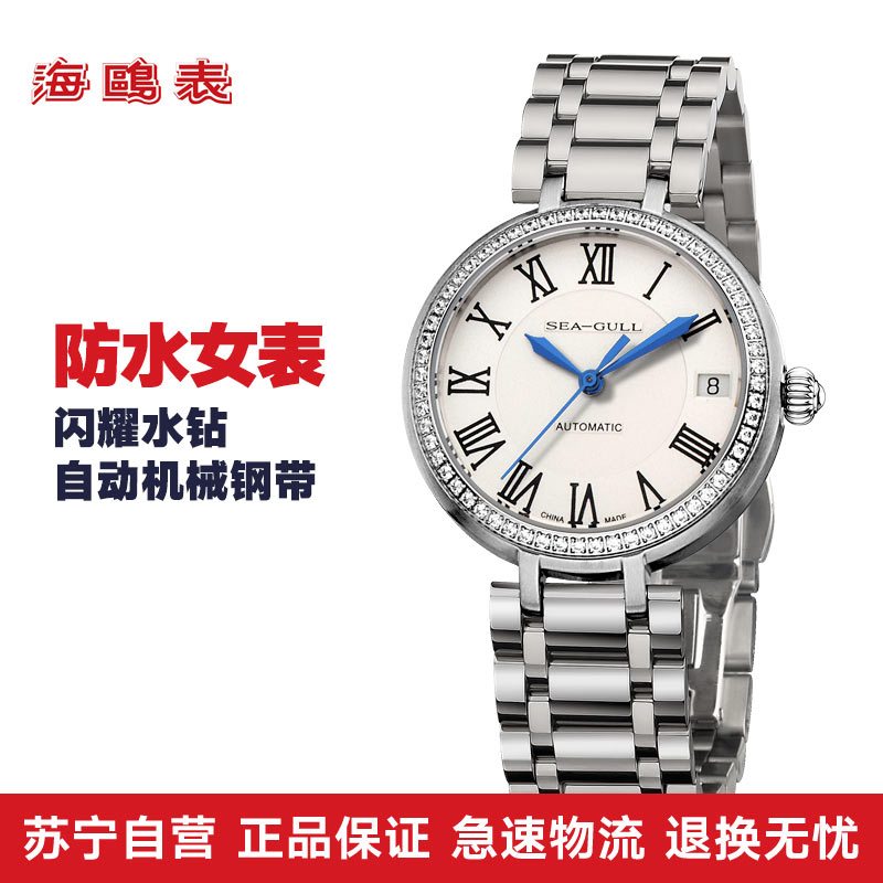 海鸥表(SEA-GULL)手表 商务休闲闪耀水钻自动机械女表 716.417L