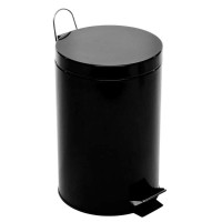 欧润哲 12L亮光时尚欧式圆形家用脚踏垃圾桶 黑色