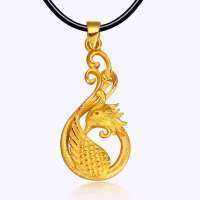 金叶珠宝火凤凰 黄金吊坠999千足金项坠 女款纯金链坠 喜庆礼物