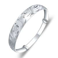 宝萃银楼 S990千足银手镯 龙凤起飞银手镯 银饰品手镯手环