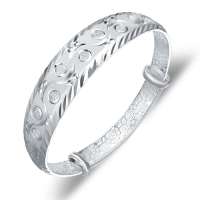 宝萃银楼 S990千足银手镯 时尚典雅银手镯 银饰品手镯手环