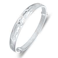 宝萃银楼 S999千足银手镯 古典雅致银手镯 银饰品手镯手环