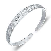 宝萃银楼 S990千足银手镯 花语联翩银手镯 银饰品手镯手环