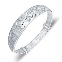 宝萃银楼 S990千足银手镯 花道福到银手镯 银饰品手镯手环