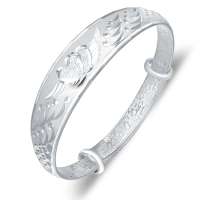 宝萃银楼 S990千足银手镯 福德翅膀银手镯 银饰品手镯手环