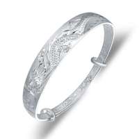 宝萃银楼 S999千足银手镯 龙的传人银手镯 银饰品手镯手环