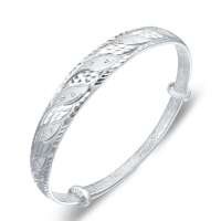 宝萃银楼 S999千足银手镯 福德圈银手镯 银饰品手镯手环