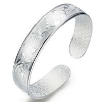 宝萃银楼S999千足银手镯 心语心愿银手镯 银饰品手镯手环